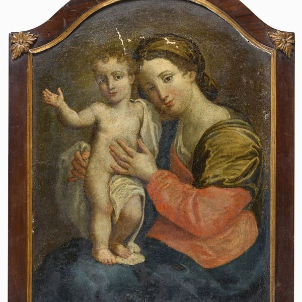 VERGINE CON IL BAMBINO DI PITTORE ROMANO DEL SETTECENTO