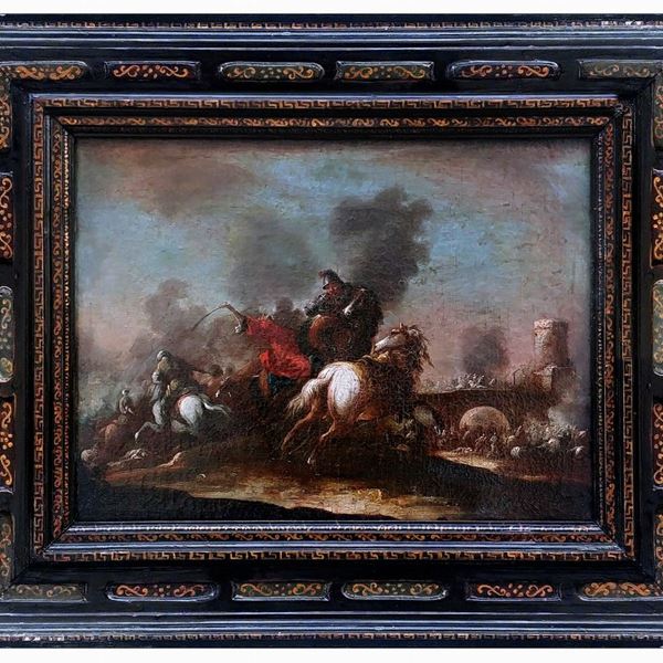 DIPINTO BATTAGLIA DELLA BOTTEGA DI ANTONIO CALZA