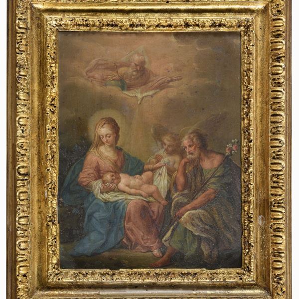 SACRA FAMIGLIA CON LA TRINITÁ DI PITTORE ROMANO