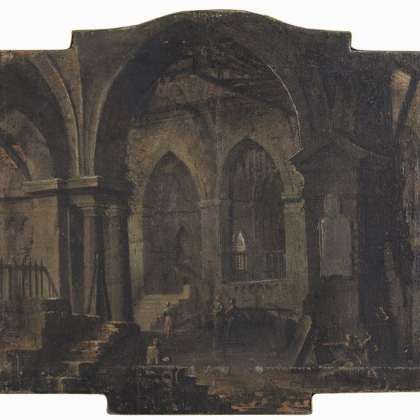 COPPIA DI FANTASIE ARCHITETTONICHE DI PITTORE BOLOGNESE