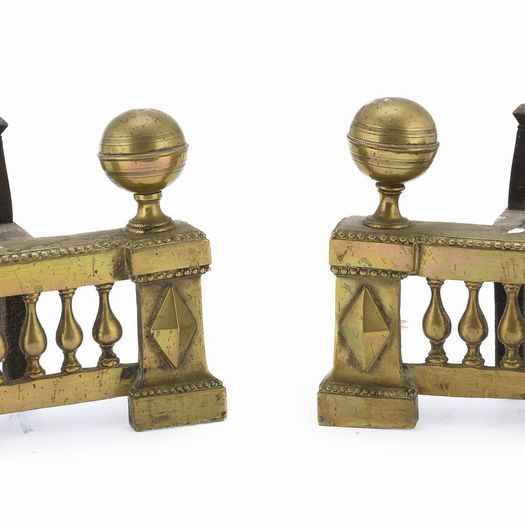 COPPIA DI ALARI IN BRONZO, FINE XVIII SECOLO
