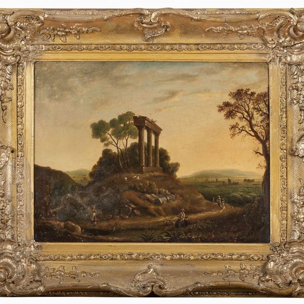 DIPINTO ROVINE DI TEMPIO ANTICO