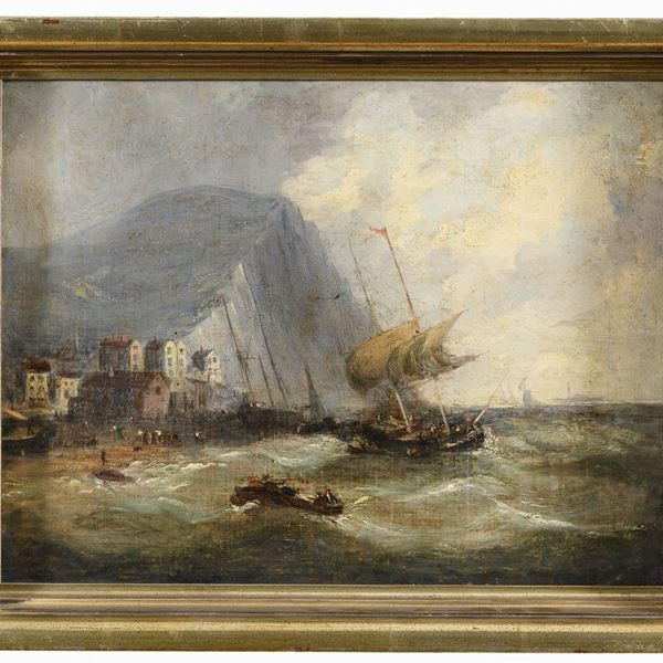 BURRASCA CON VELIERO DI PITTORE FRANCESE