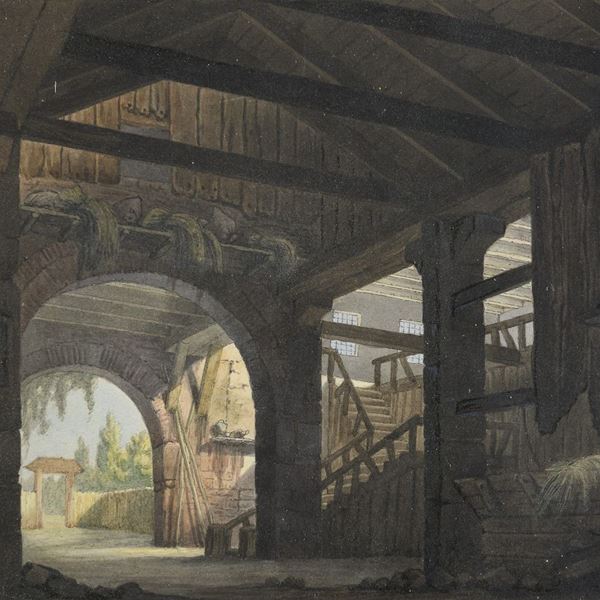 ACQUERELLO INTERNO DI CASCINA DI GIUSEPPE MIGLIARA