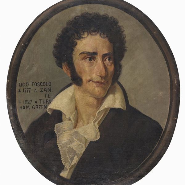 DUE DIPINTI RITRATTO DI FOSCOLO E MARCO POLO