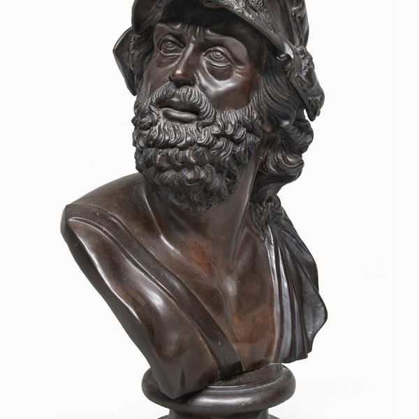 BUSTO DI MENELAO IN BRONZO BRUNITO, XIX SECOLO