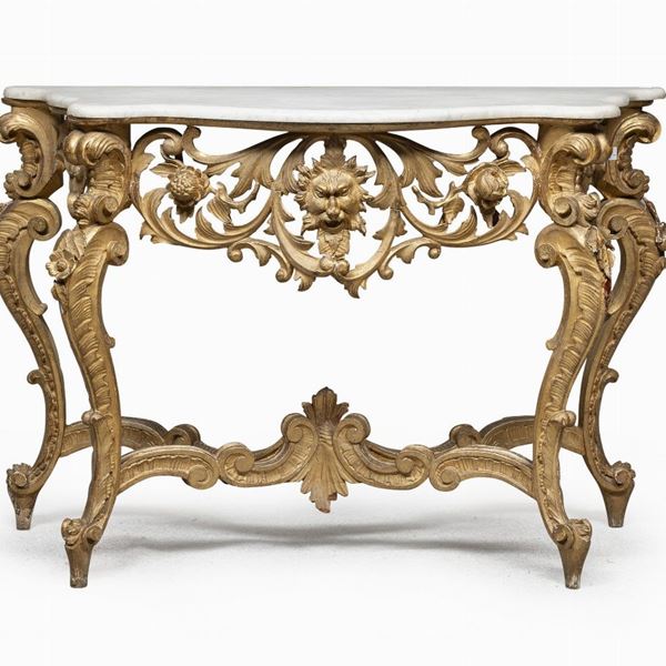 CONSOLE IN LEGNO DORATO, XIX SECOLO