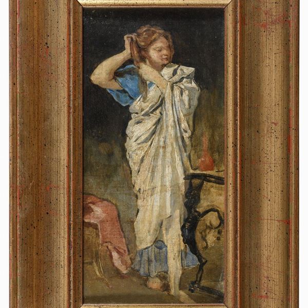 DIPINTO FANCIULLA ROMANA ALLA TOLETTA