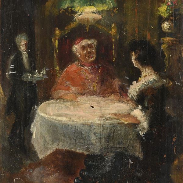 INTERNO CON CARDINALE DI PITTORE ROMANO