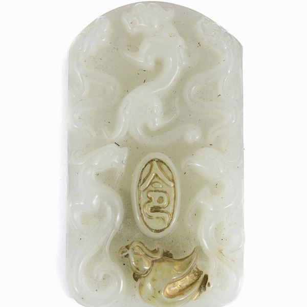 BASSORILIEVO IN GIADA CON SIGILLO, CINA XX SECOLO