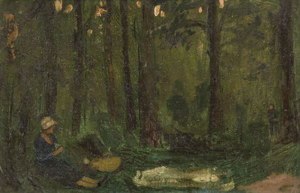 DIPINTO DAMA NEL BOSCO MARGARET GREEN