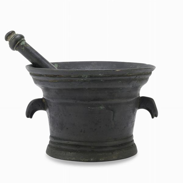 MORTAIO CON PESTELLO IN BRONZO, XVII SECOLO