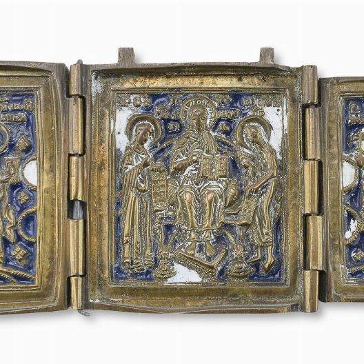 ICONA DA VIAGGIO IN BRONZO, RUSSIA XIX SECOLO