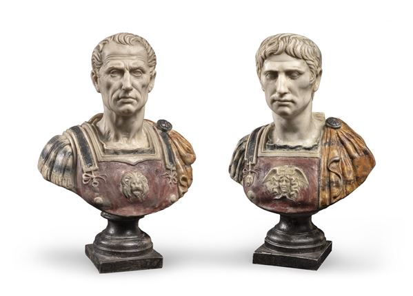 COPPIA DI BUSTI DI IMPERATORI ROMANI