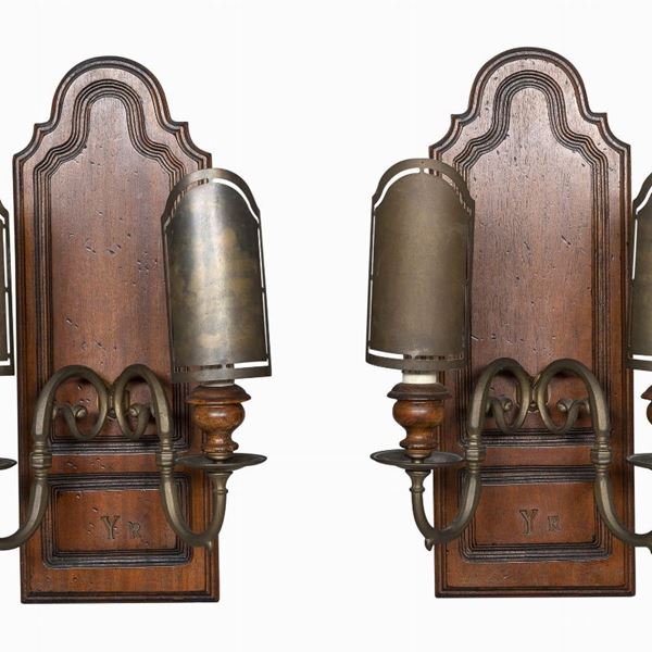 COPPIA DI APPLIQUES IN BRONZO BRUNITO