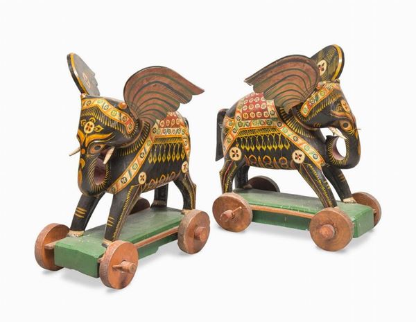 COPPIA DI ELEFANTI GIOCATTOLO THAILANDIA
