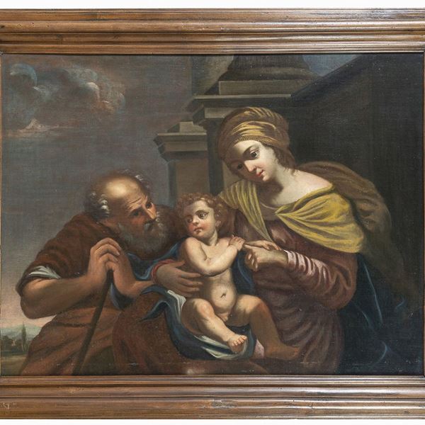 DIPINTO SACRA FAMIGLIA DI PITTORE BOLOGNESE DEL SEICENTO