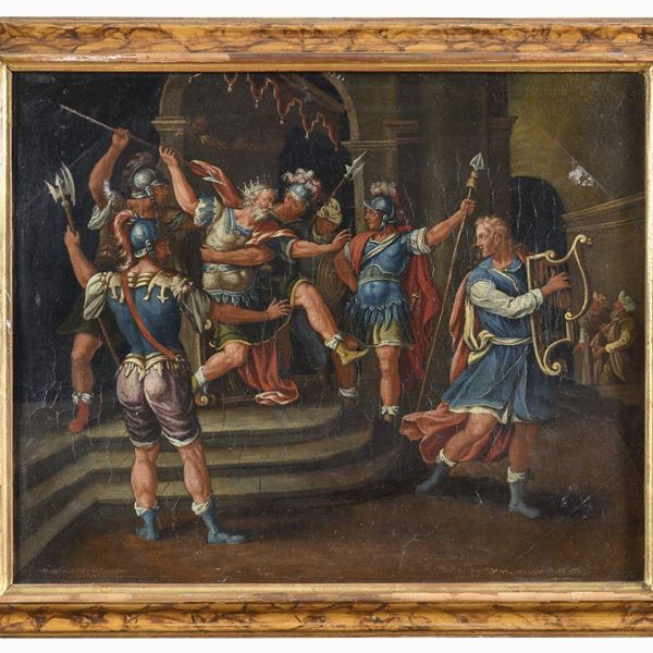 TAVOLA SAUL ATTACCA DAVIDE DI PITTORE FIAMMINGO