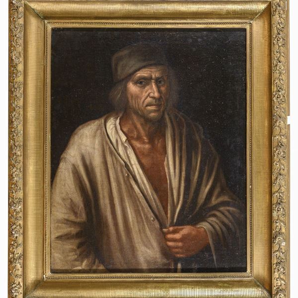 RITRATTO DI PESCATORE DI PITTORE LOMBARDO DEL SETTECENTO