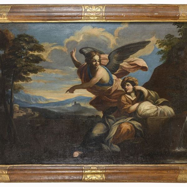 PAESAGGIO CON AGAR E ISMAELE DI PITTORE ROMANO DEL SEICENTO