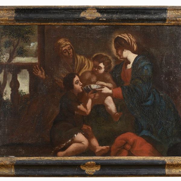 DIPINTO SACRA FAMIGLIA DI PITTORE GENOVESE DEL SEICENTO