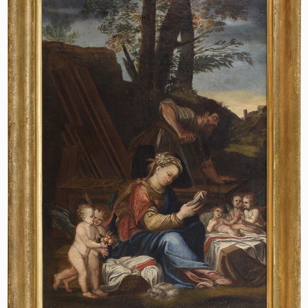 DIPINTO SACRA FAMIGLIA DI PITTORE GENOVESE