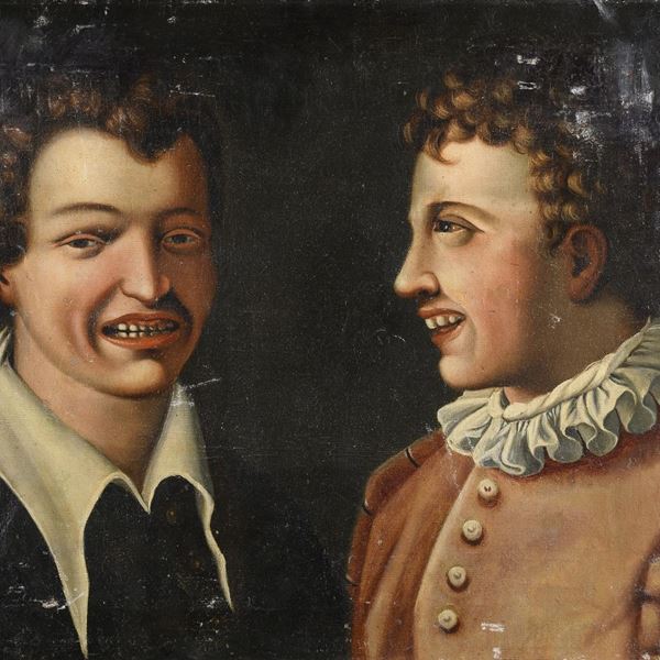 DIPINTO DOPPIO RITRATTO DI GIOVANE