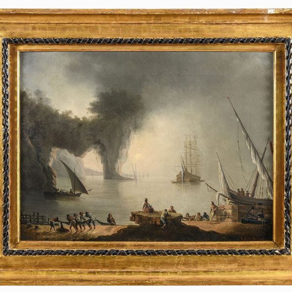 MARINA CON PESCATORI F.TA HORACE VERNET