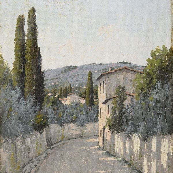 DIPINTO VIA PER FIESOLE DI GIACOMO DELCROIX