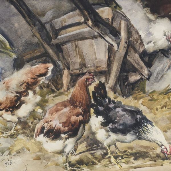 ACQUERELLO POLLAIO DI ALDO RAIMONDI