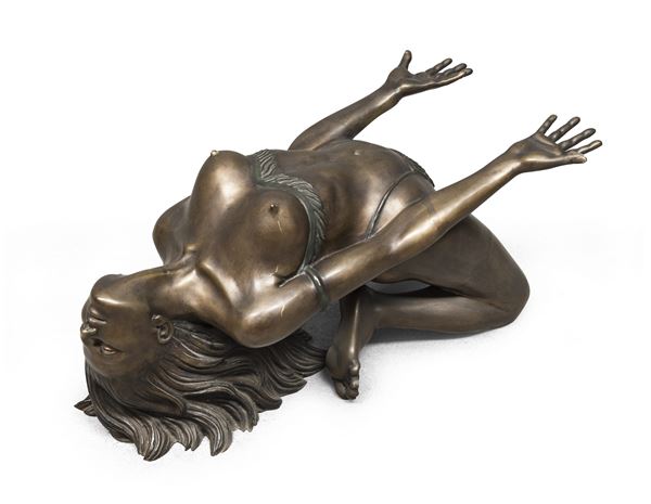 SCULTURA DONNA INDIANA IN BRONZO