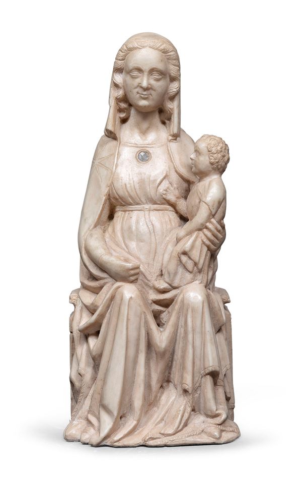 SCULTURA IN MARMO VERGINE COL BIMBO, LOMBARDIA XV SECOLO