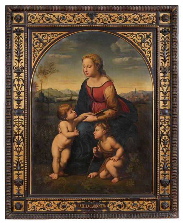 DIPINTO VERGINE COL BAMBINO E SAN GIOVANNINO, DA RAFFAELLO