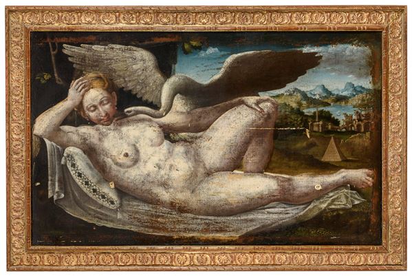 DIPINTO LEDA E IL CIGNO DI PITTORE MANIERISTA