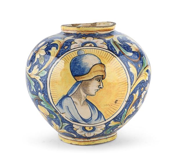 VASO IN MAIOLICA A PALLA, VENEZIA XIX SECOLO