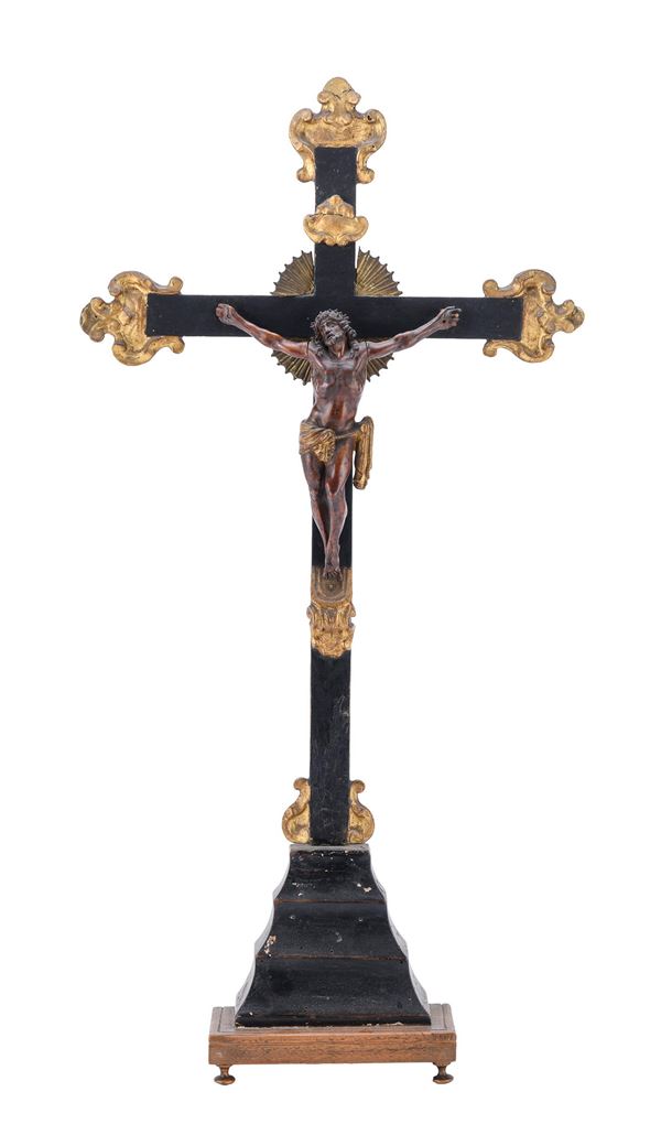 CROCIFISSO IN LEGNO EBANIZZATO, XVIII SECOLO