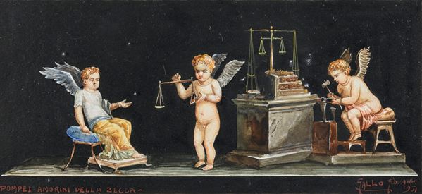 TRE GOUACHES POMPEIANE DI GIOVANNI GALLO