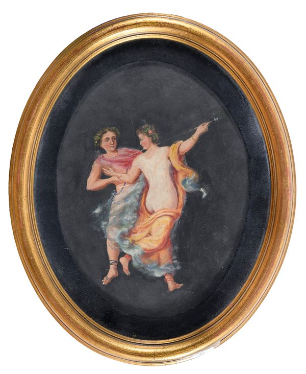 COPPIA DI DIPINTI POMPEIANI ACCADEMICI