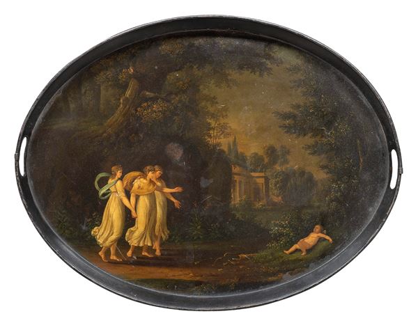 VASSOIO DIPINTO DI PITTORE NEOCLASSICO