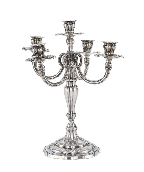 CANDELABRO IN ARGENTO, ITALIA 1930 ca.