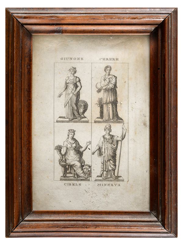 QUATTRO STAMPINE DIVINITÁ MITOLOGICHE