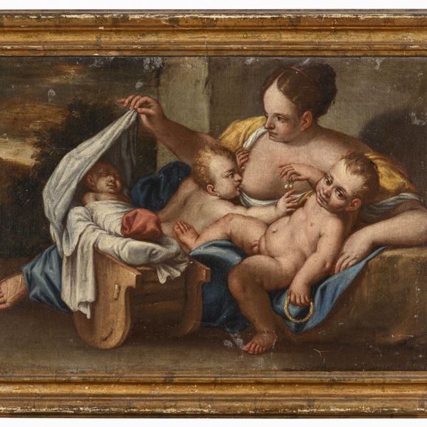 DIPINTO LA CARITÁ DI PITTORE BOLOGNESE DEL SEICENTO