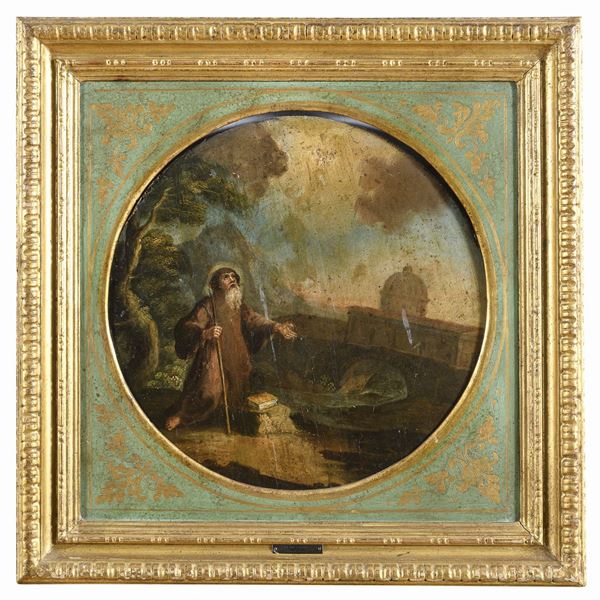COPPIA DIPINTI CIRCOLARI SANTI DEL SEICENTO
