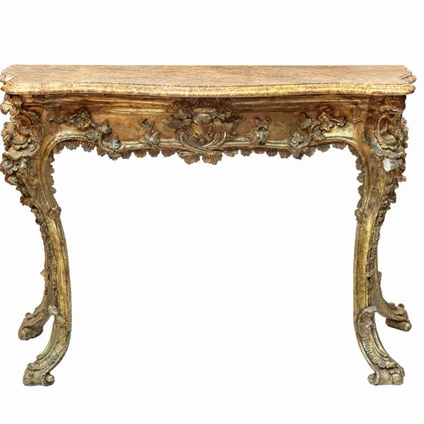 CONSOLE IN LEGNO DORATO, NAPOLI XVIII SECOLO