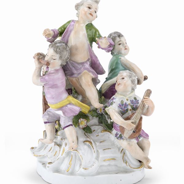 GRUPPO IN PORCELLANA, MEISSEN FINE XVIII SECOLO