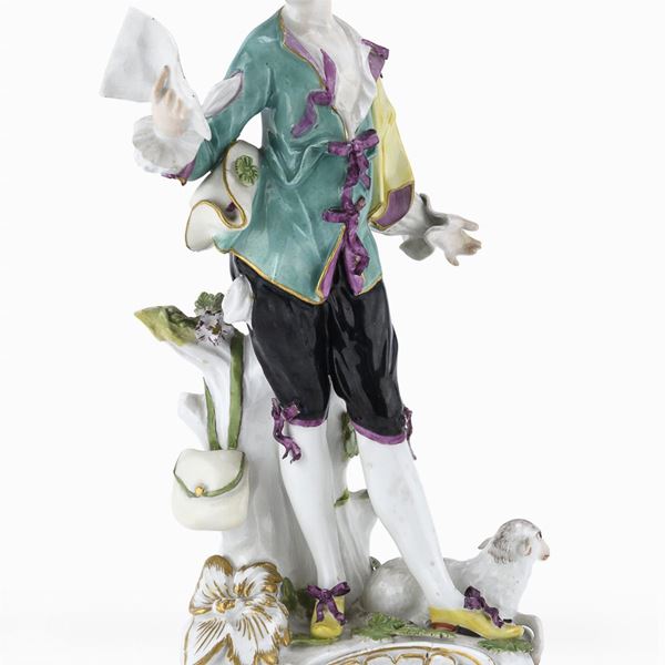 SCULTURA DI CANTORE IN PORCELLANA, PROBABILMENTE MEISSEN XVIII SECOLO