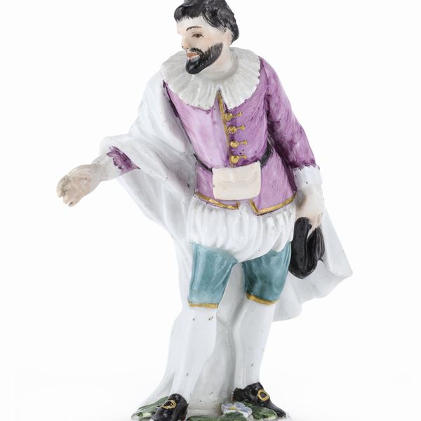 GENTILUOMO IN PORCELLANA, PROBABILMENTE MEISSEN XVIII SECOLO