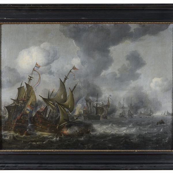 DIPINTO BATTAGLIA NAVALE DI PITTORE OLANDESE