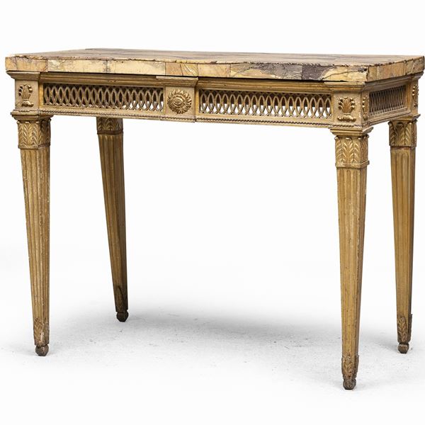 CONSOLE IN LEGNO DORATO, ROMA FINE XVIII SECOLO