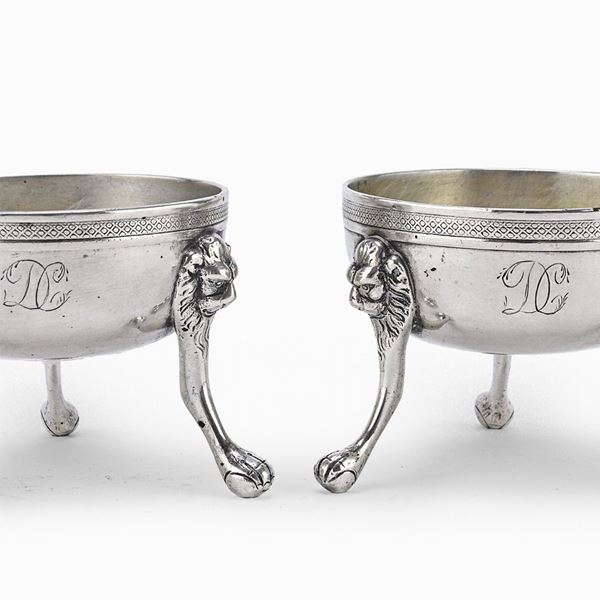 COPPIA DI SALIERE IN ARGENTO, NAPOLI 1824/1832